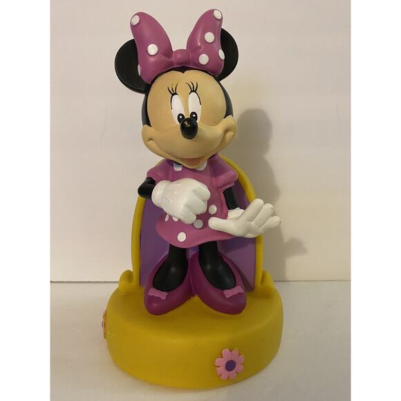 Disney Other - Vintage Minnie Mouse Coin Piggy Bank Plastic The Walt Disney Co 9” Pink